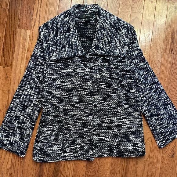 St John Collection Black & Gray Boucle Sweater Jacket Womens sz 4 - Picture 7 of 14
